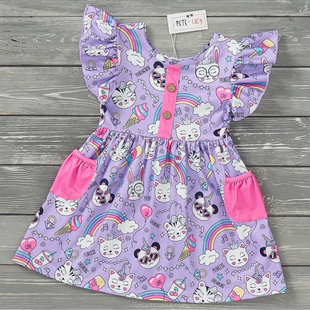 Purple Kids Dress with Pink Accents